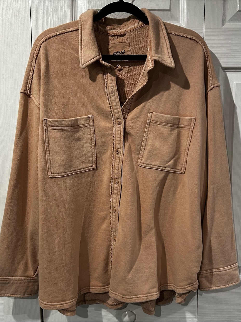 Aerie Oversized Tan Button-Up Shirt